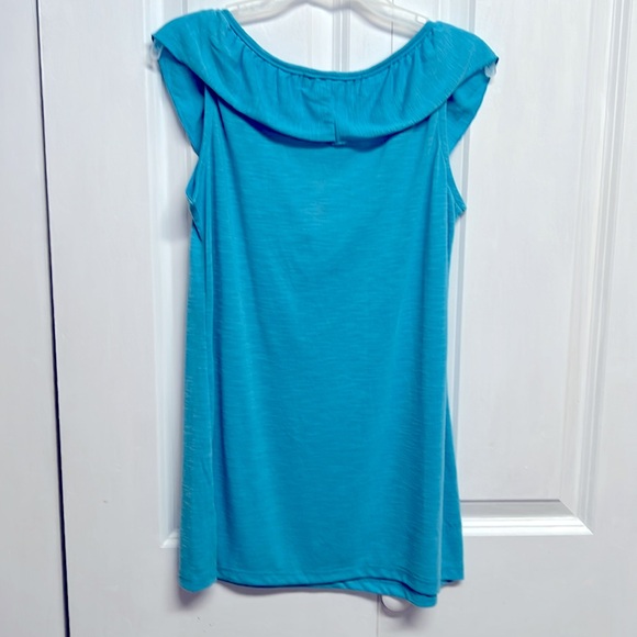 French Laundry Blue Ruffle Flutter Sleeve Top Size S NWT - Picture 5 of 7